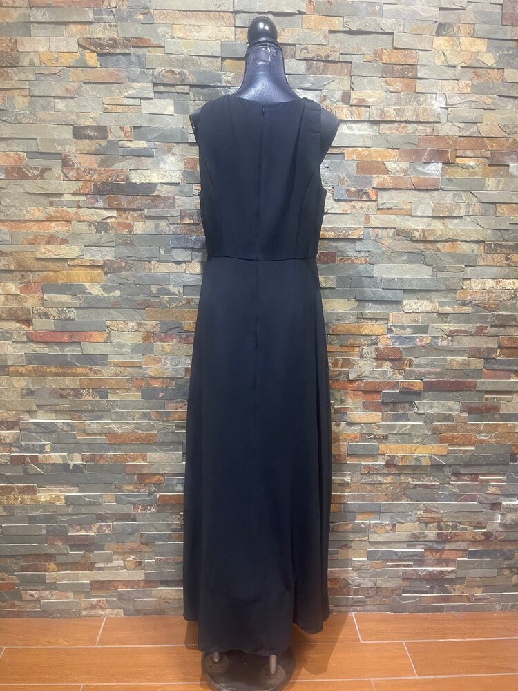 Adrianna Papell Black and White Crewneck  Jumpsuit with Color Block Overlay, Size 12