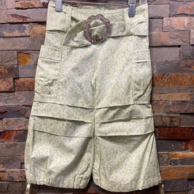 Light Green and Celery Floral Cargo Style Pant, Size 4