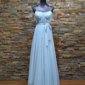 City Studio Baby Blue Ruffled Sheer Gown, Size 13/14