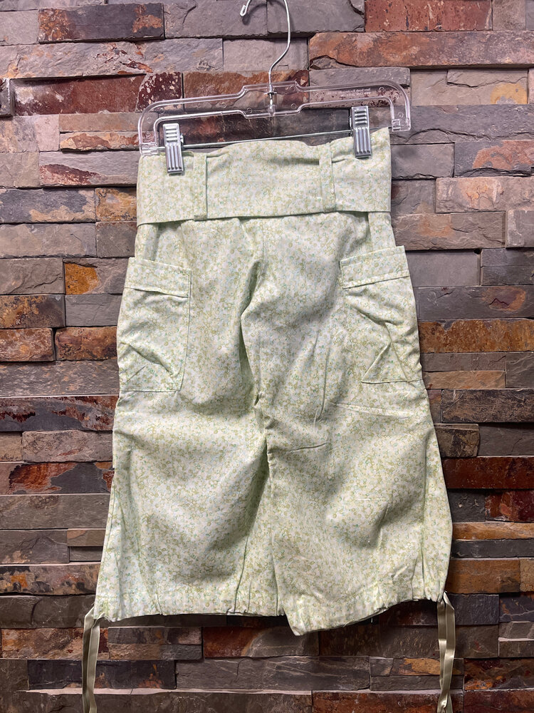 Light Green and Celery Floral Cargo Style Pant, Size 4
