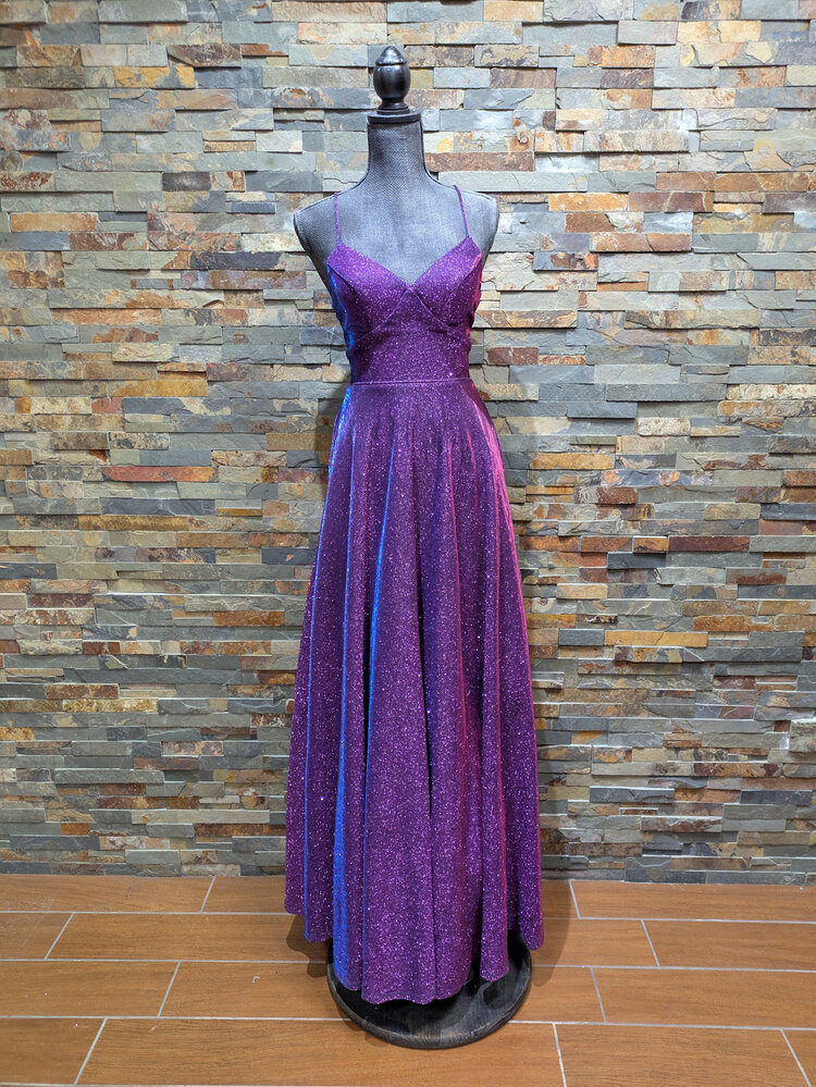 City Studio Purple Galaxy Inspired Tulle Lined Gown, Size 1/2