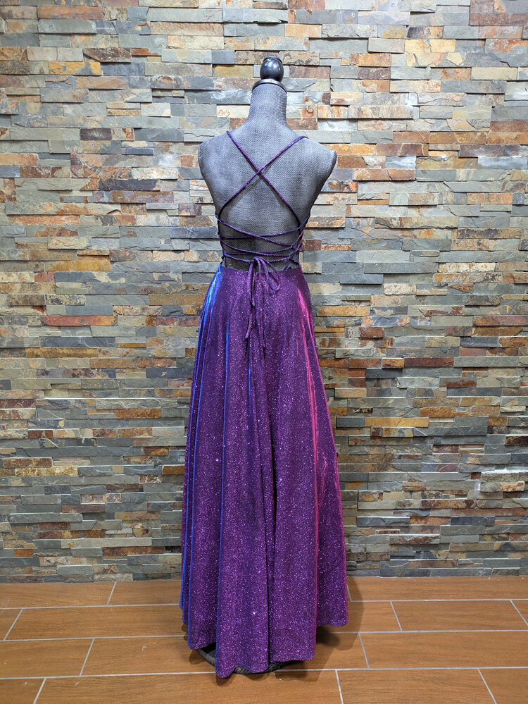 City Studio Purple Galaxy Inspired Tulle Lined Gown, Size 1/2