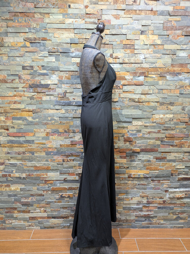 City Studio Black Full-Length Halter Gown, Size 13