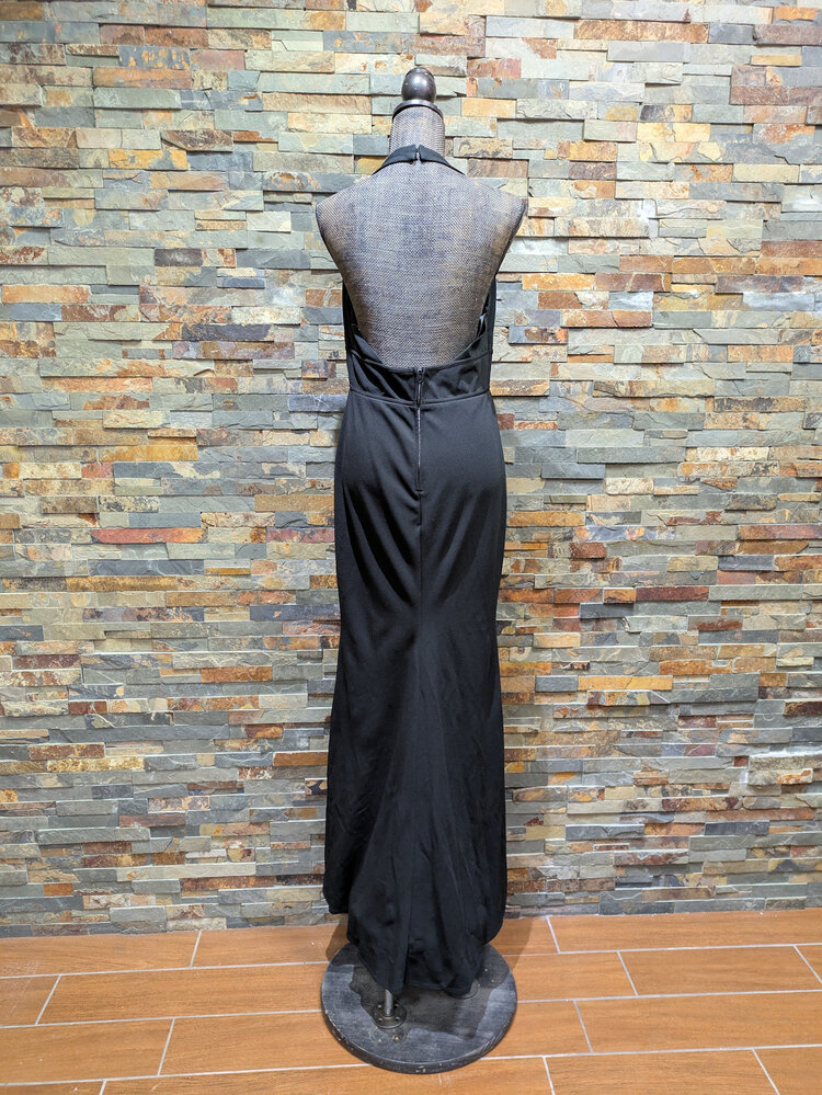 City Studio Black Full-Length Halter Gown, Size 13