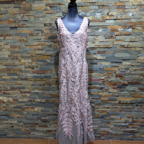 JS Collection Pale Pink Floral Embroidered Gown, Size 14