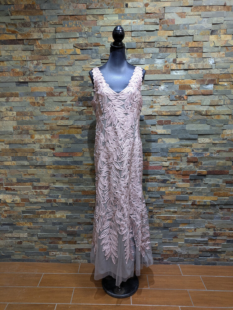JS Collection Pale Pink Floral Embroidered Gown, Size 14