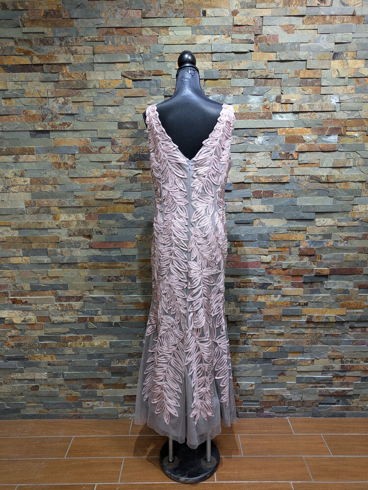 JS Collection Pale Pink Floral Embroidered Gown, Size 14