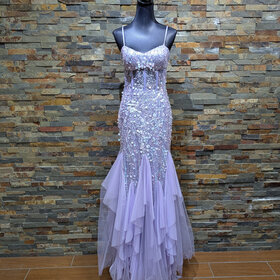 Dear Moon Purple Embroidered Sparkly Tulle Mermaid Gown, Size 13