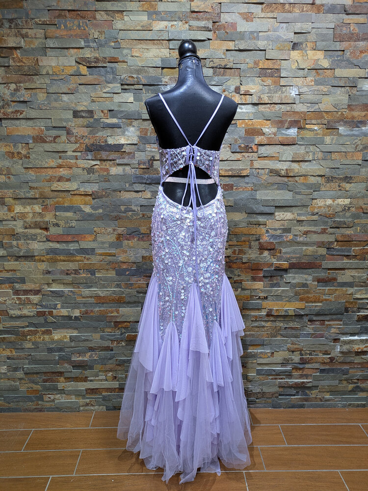Dear Moon Purple Embroidered Sparkly Tulle Mermaid Gown, Size 13