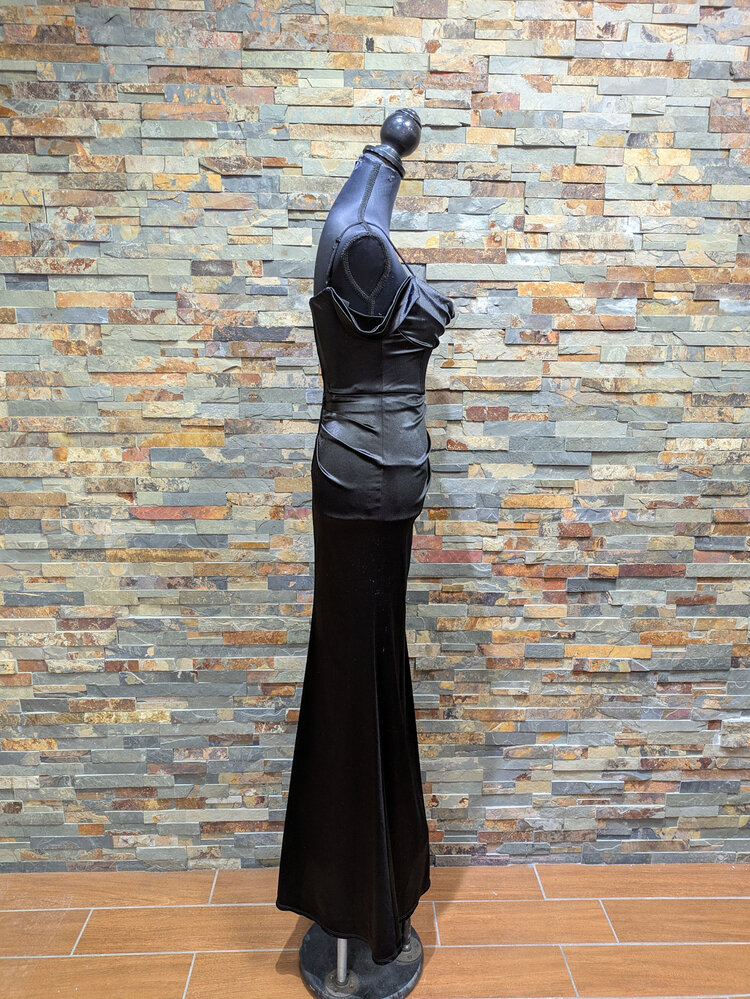 B Darlin Black Off-shoulder Bodice Gown, Size 3/4