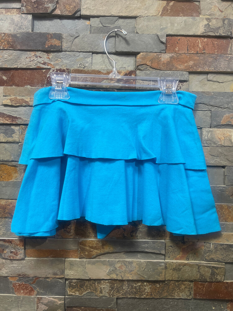 Turquoise Belted and Ruffled Girls Skirt, Size L (14-16)