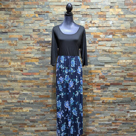 Nemidor Black & Blue Casual Maxi Dress, Size 18