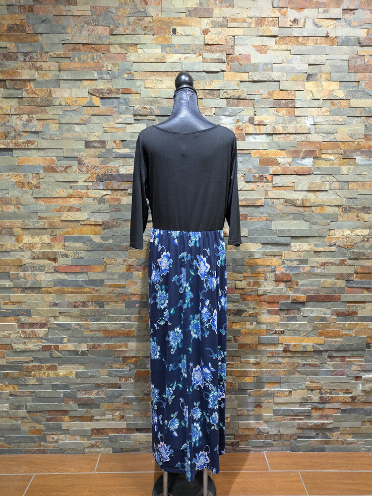 Nemidor Black & Blue Casual Maxi Dress, Size 18