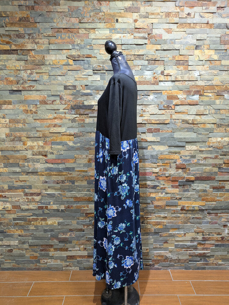 Nemidor Black & Blue Casual Maxi Dress, Size 18