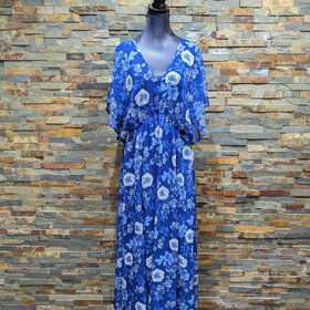 Tommy Hilfiger Royal Blue Sheer Overlay Floral Dress, Size 20W
