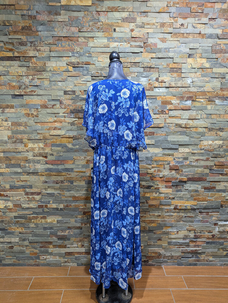 Tommy Hilfiger Royal Blue Sheer Overlay Floral Dress, Size 20W