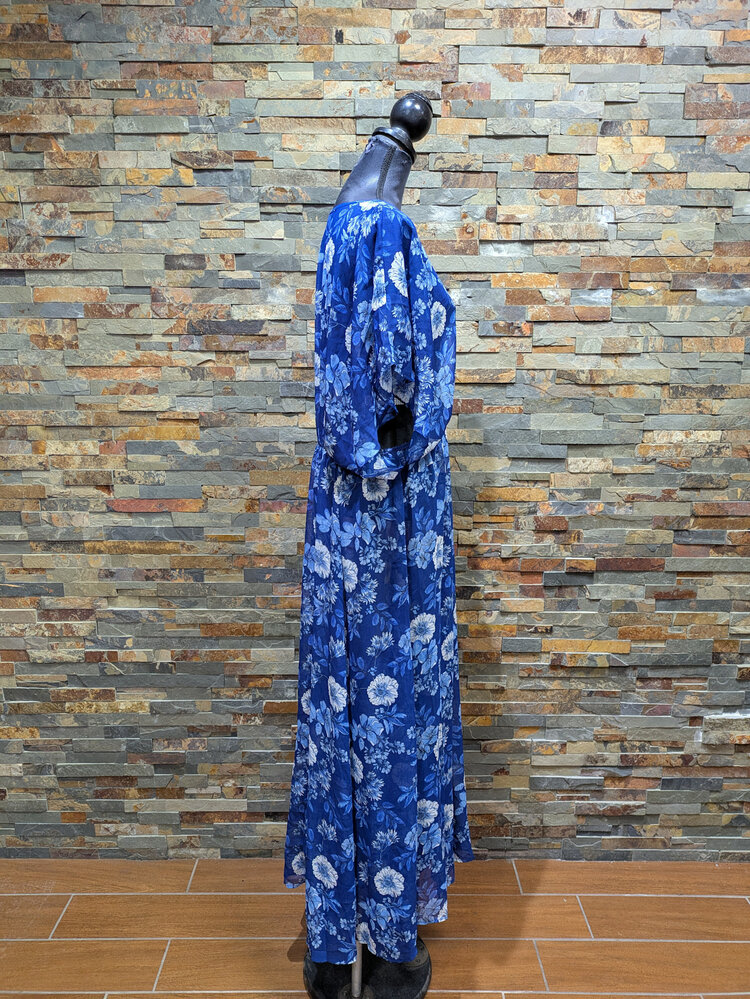 Tommy Hilfiger Royal Blue Sheer Overlay Floral Dress, Size 20W