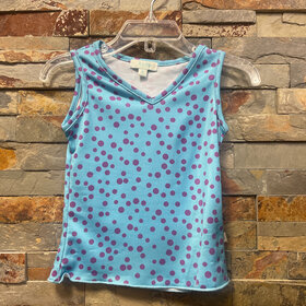Aqua with  Purple Polka-Dots Tank Top, Size 4