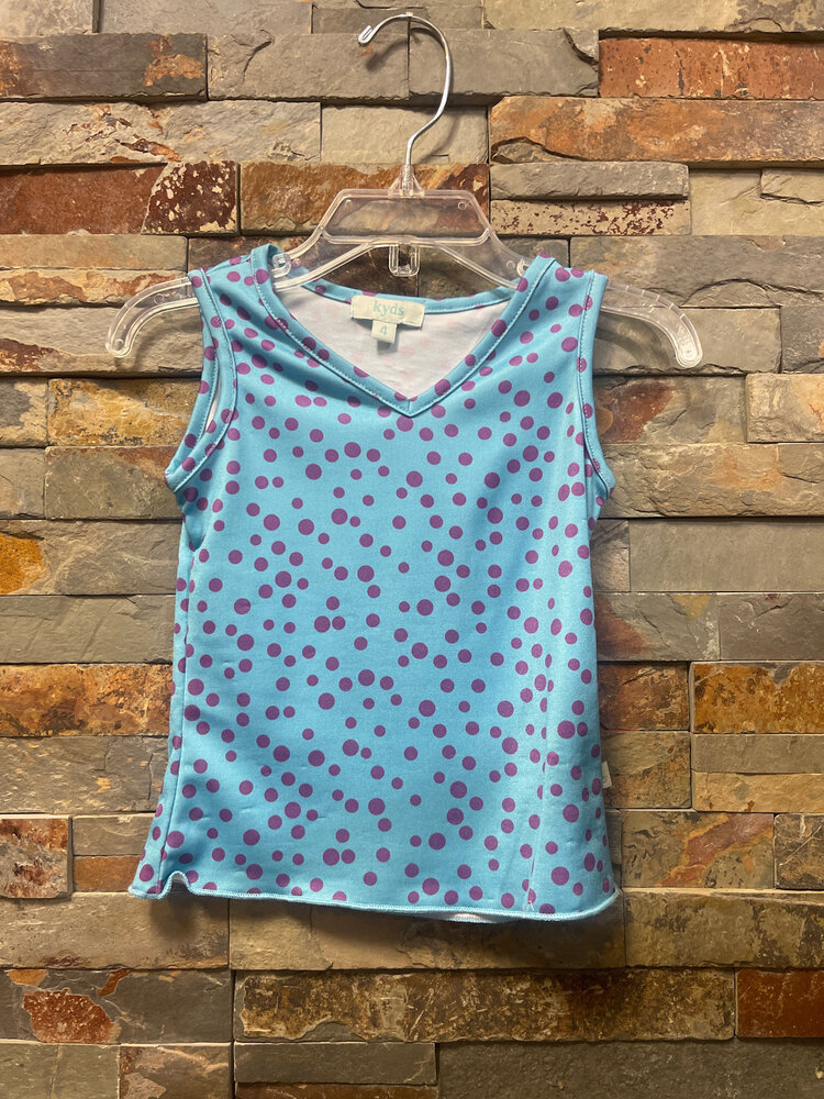 Aqua with  Purple Polka-Dots Tank Top, Size 4