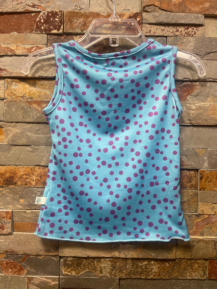 Aqua with  Purple Polka-Dots Tank Top, Size 4
