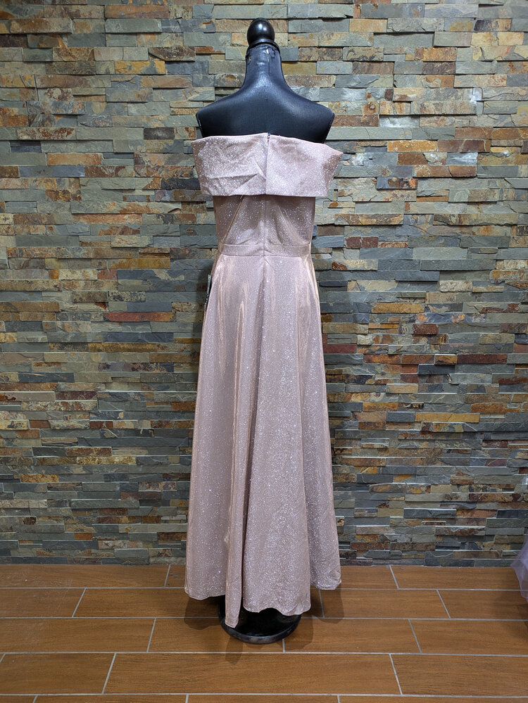 Xscape Champagne Off-shoulder Formal Gown, Size 12