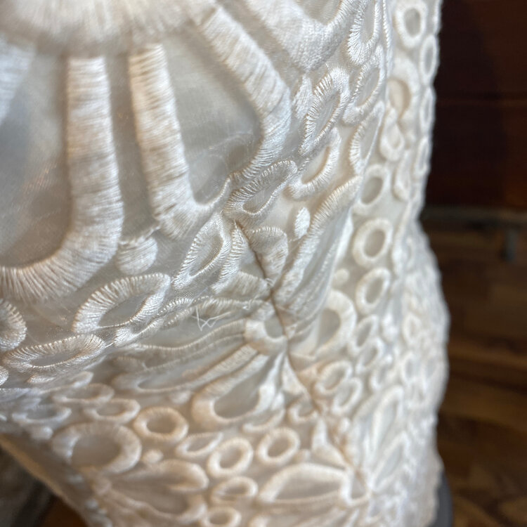 Sandra Darren Beige Daisy Embroidered Sheath Dress, Size 6