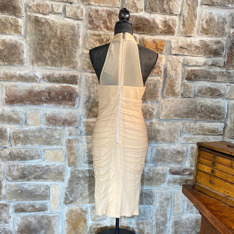 Bardot Cross Ruched Halter Cocktail Dress, Size M