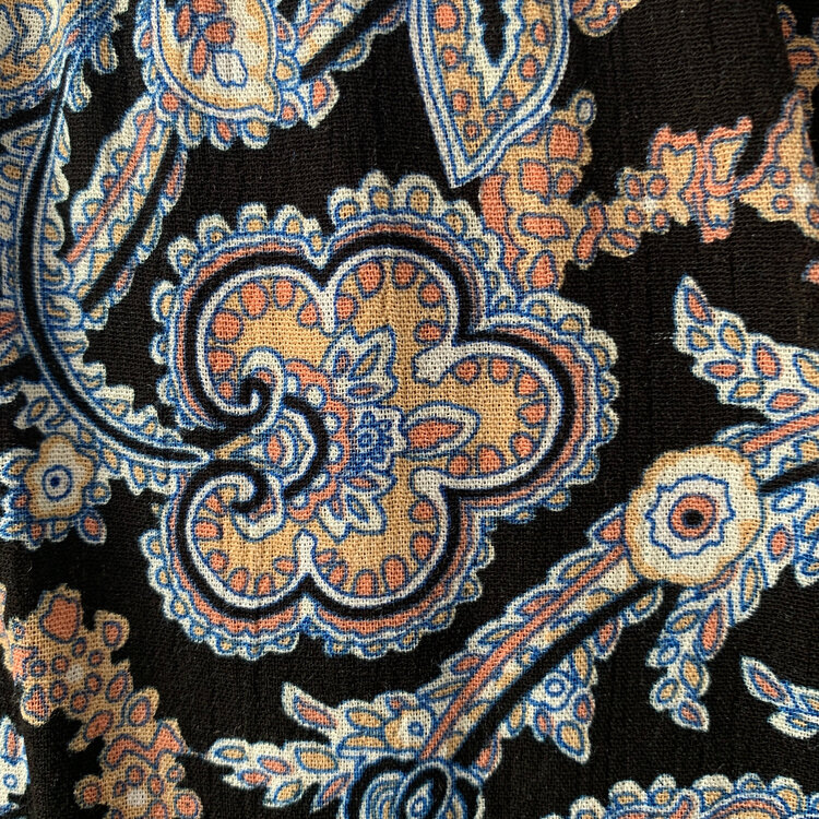 Aqua Paisley Sun Dress with Slit, Size L