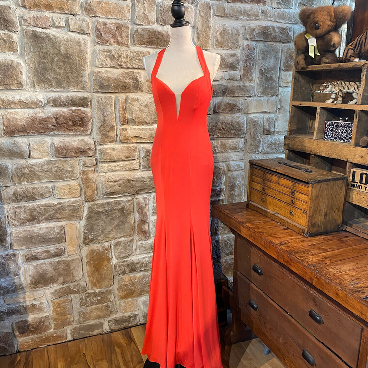 Jovani Red Illusion Mesh Formal Dress, Size 2