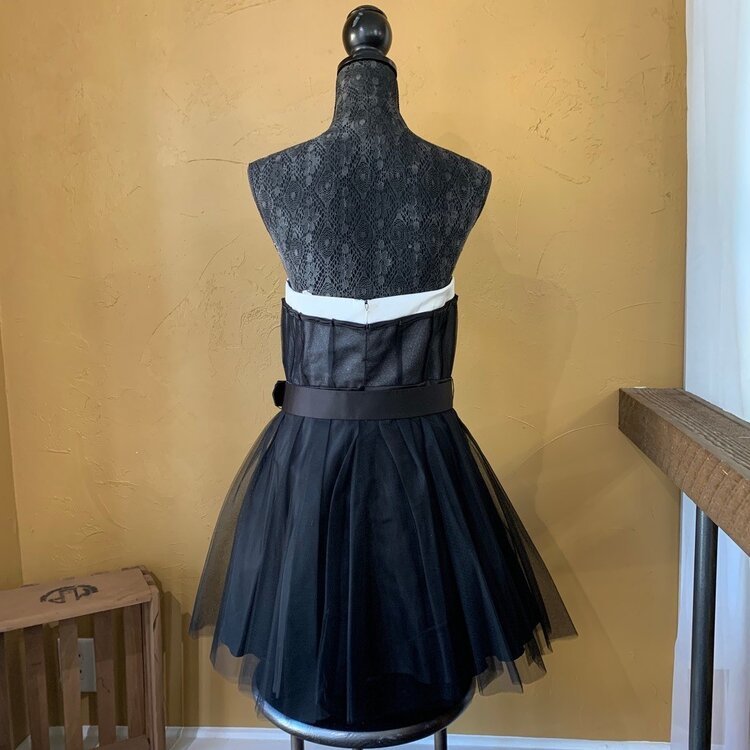 Jovani Black Strapless Fit and Flare with Belt, Size 12