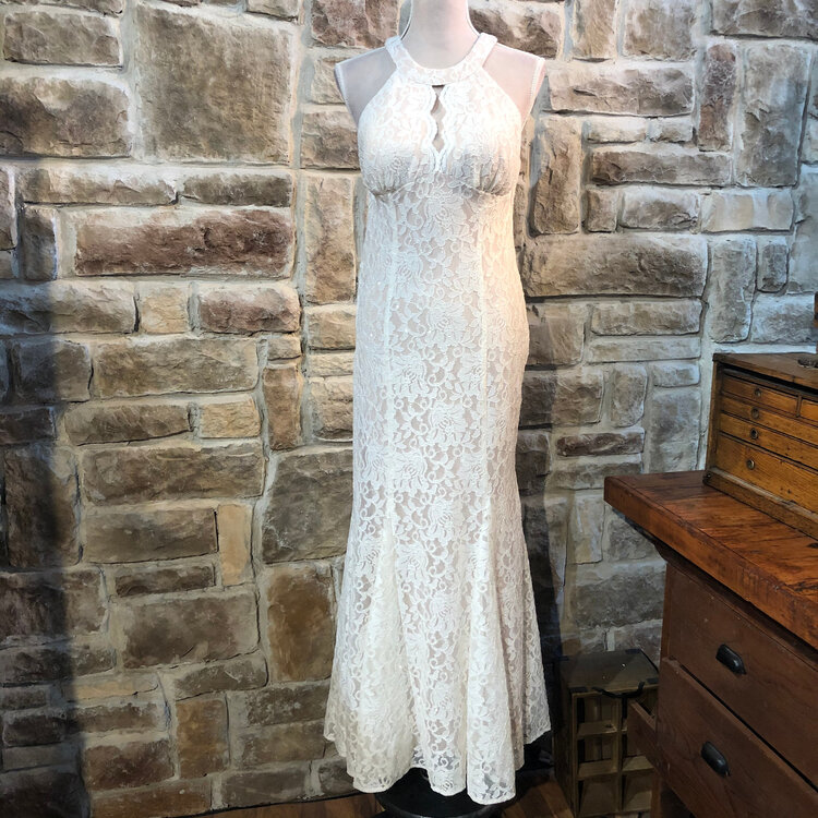 Faviana Ice Blue Chiffon Ruched Gown, Size 10