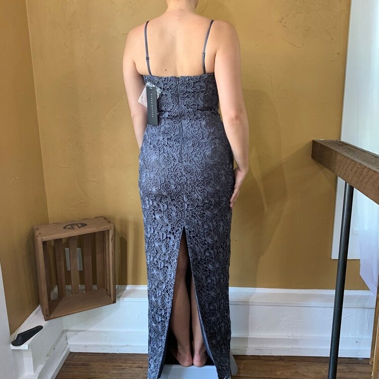 Aidan Mattox Grey Lace Evening Gown, Size 4