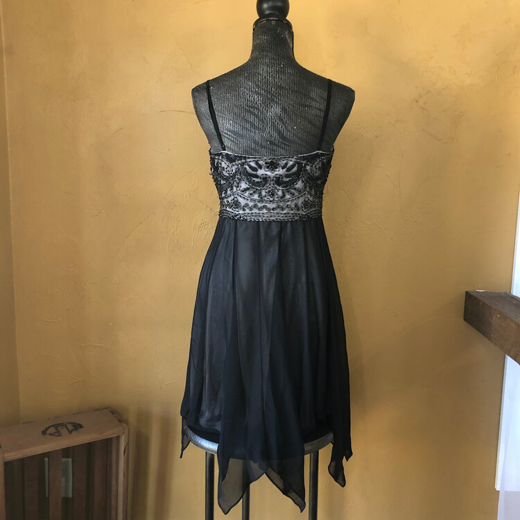 Sue Wong Black Sue Wong Cocktail Dress Beaded Bodice with Tool Skirt