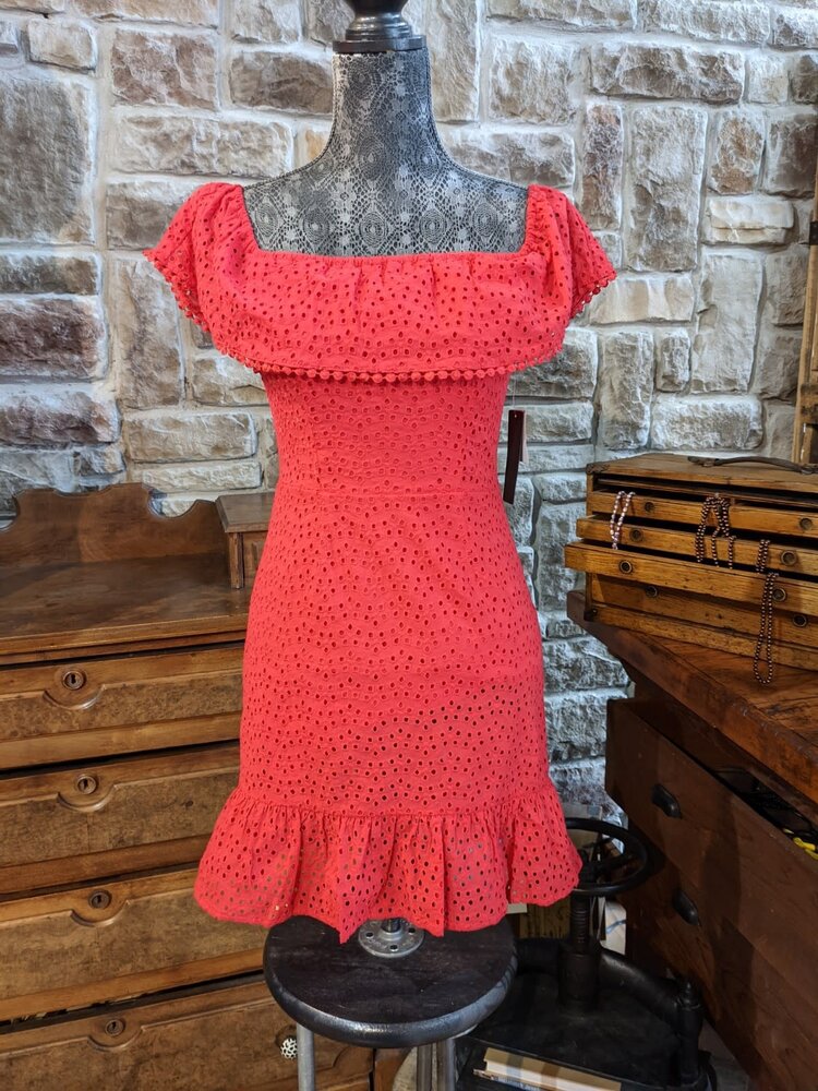 City Studio Red Eyelet Ruffle Sundress