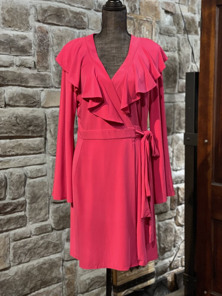 Taylor Fuchsia Pink Wrap Dress