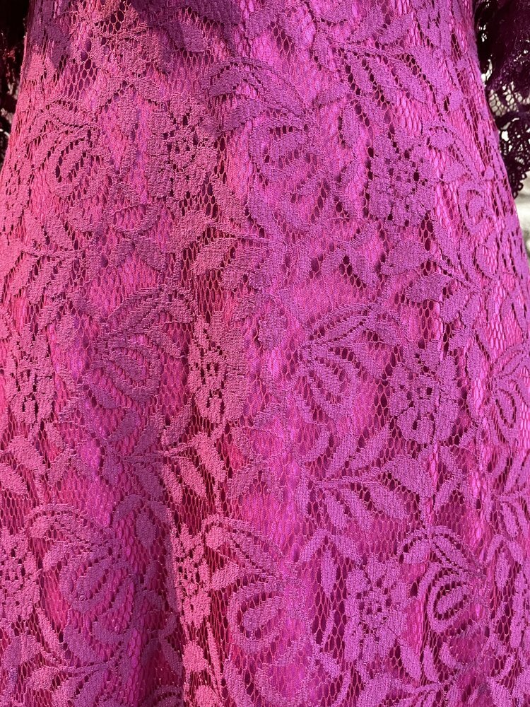 INA Fuchsia Lace Off the Shoulder Halter Dress