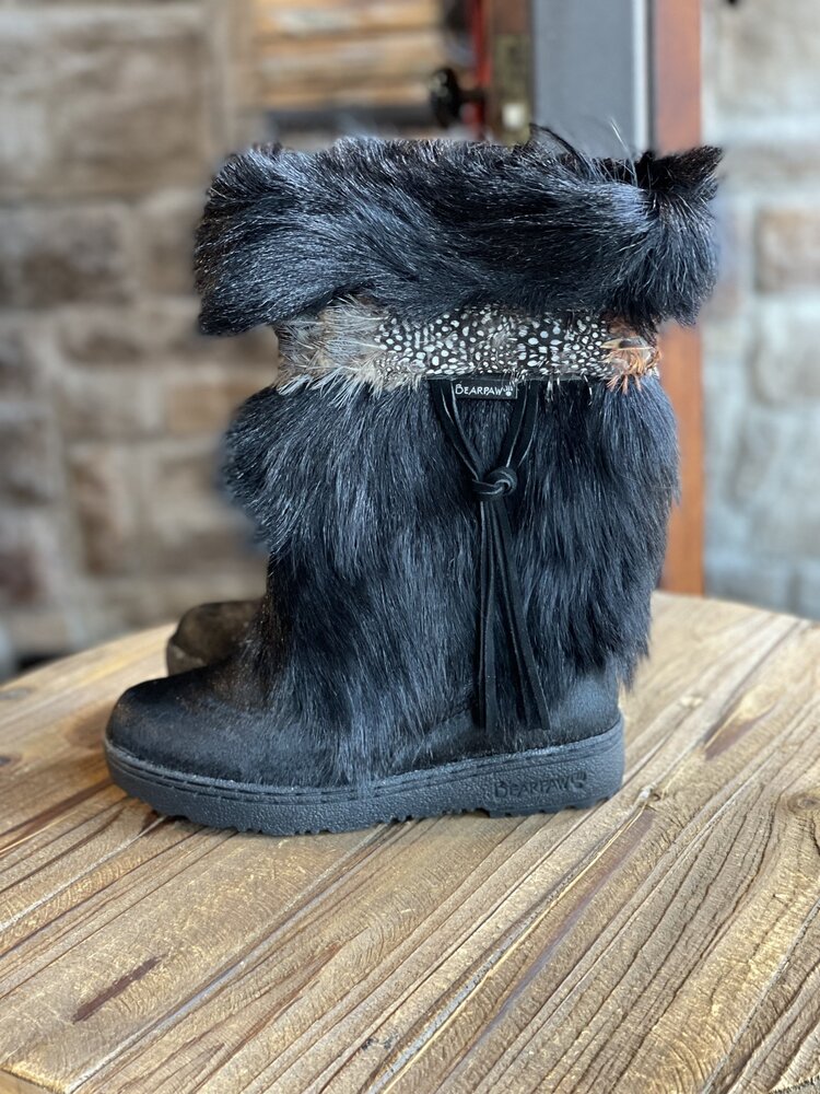 Bearpaw Black Goat Feather Detail Boots