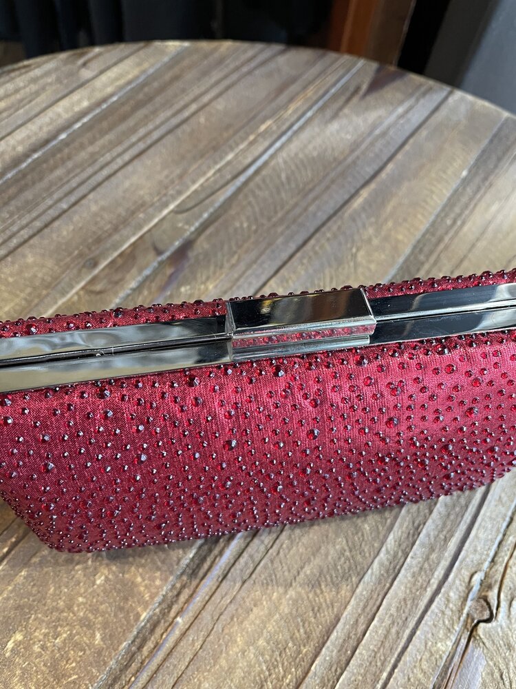 Red Rhinestone Clutch with Optional Strap