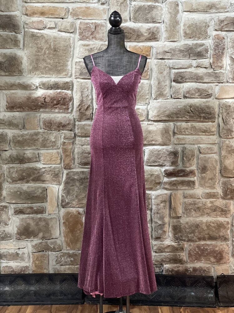 Crystal Doll Pink Shimmer Mesh Insert Corset Back Gown, Size 5/6