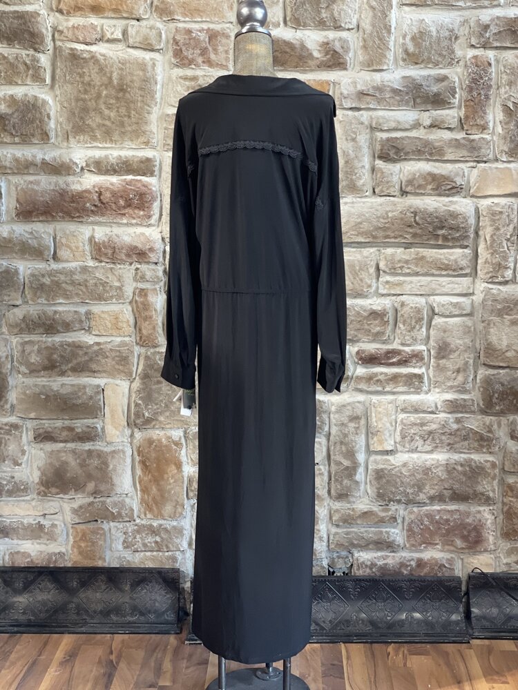 Taylor Black Jersey Knit Crochet Detail Dress, Size 24W