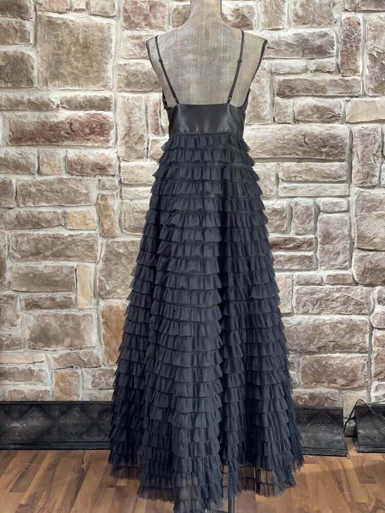 TLC Say Yes to the Prom Black Multi-Layered Tulle Gown