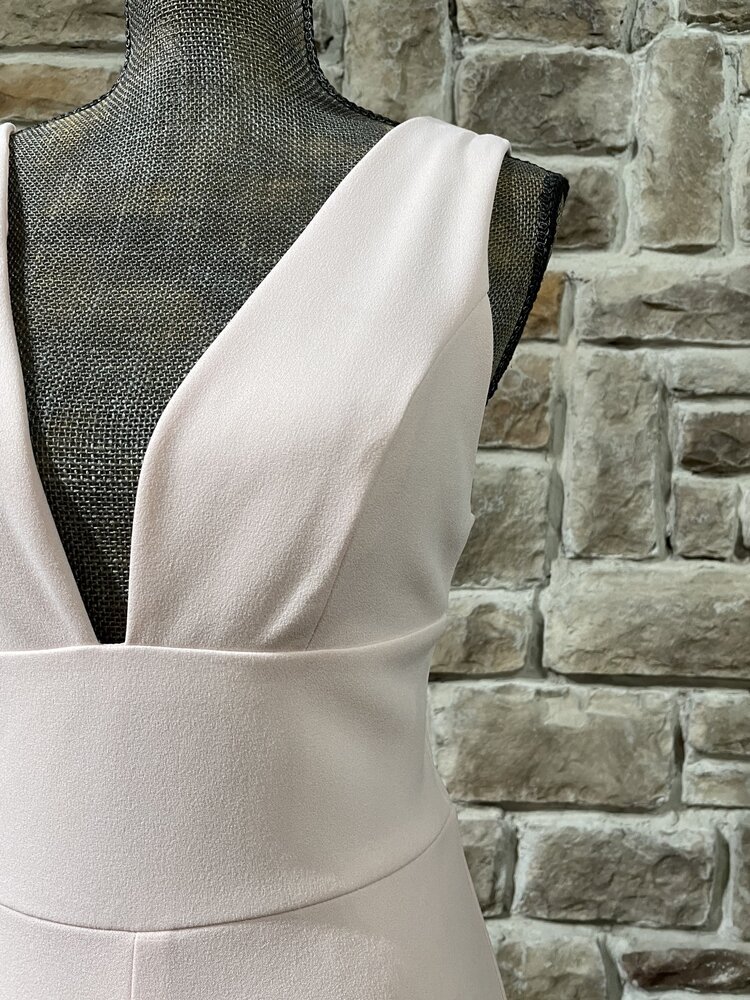 B Darlin Pink Plunging Neck Front Slit Gown