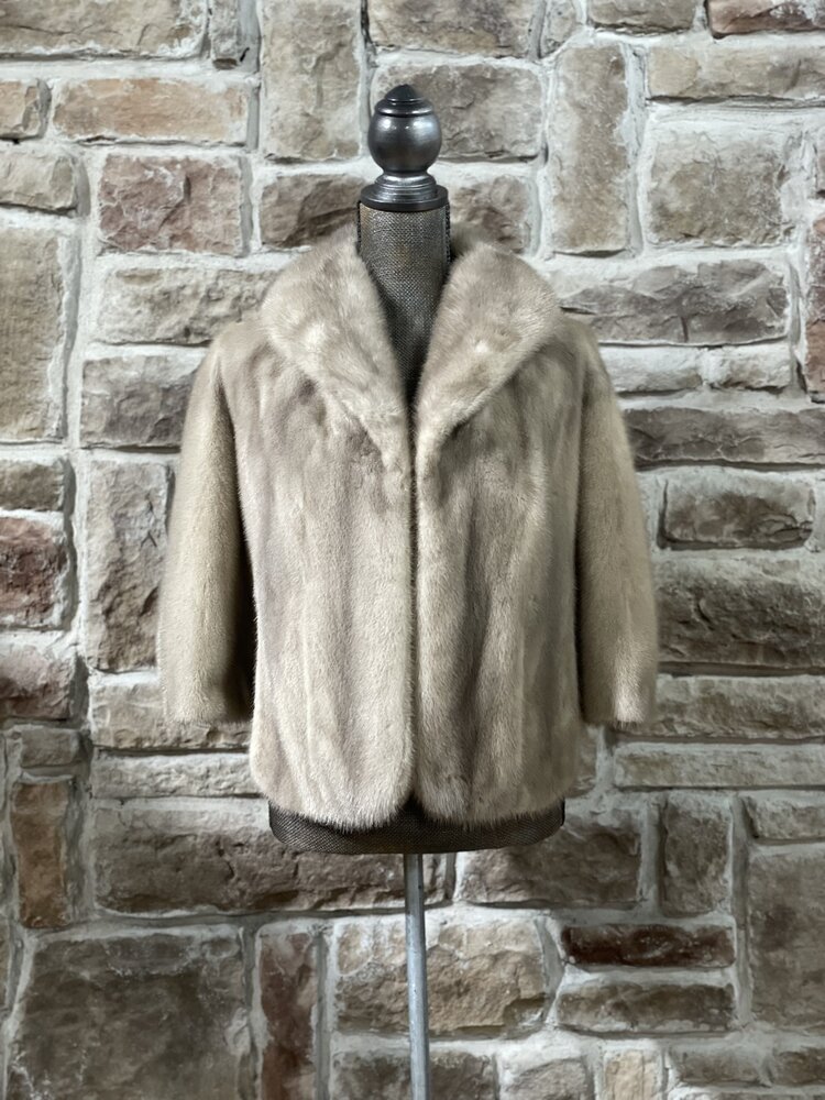 Truesdell Blue Iris Mink Stole w/ Peter Pan Collar, Size M