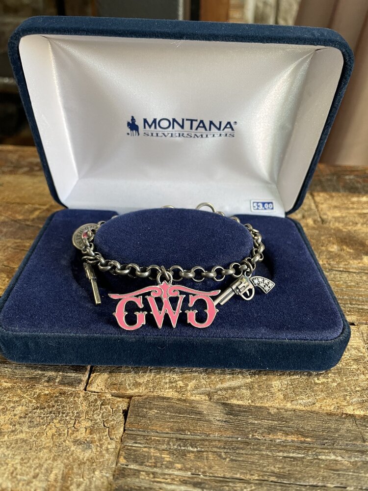 Montana Silversmith Pink and Steel Girls With Guns Bracelet