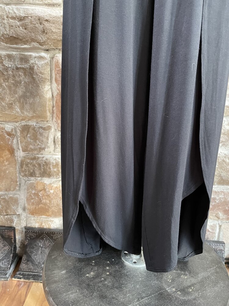 C-mode Black Rayon Side Button Pants