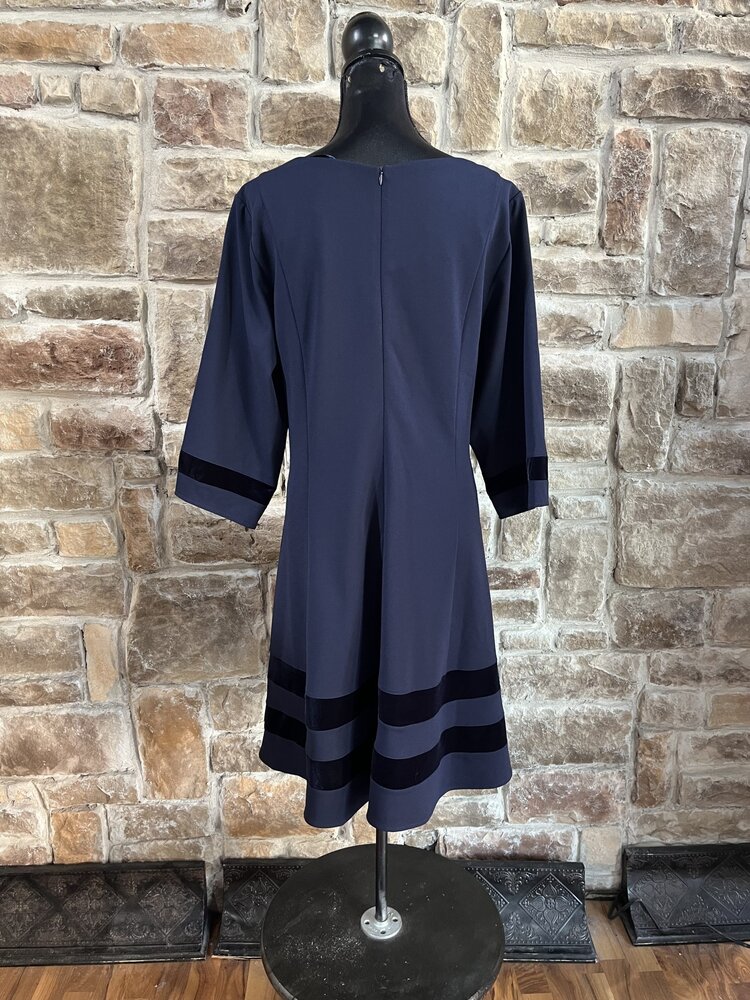 Jessica Howard Navy W/ Velvet Striping Dress, Size 20W
