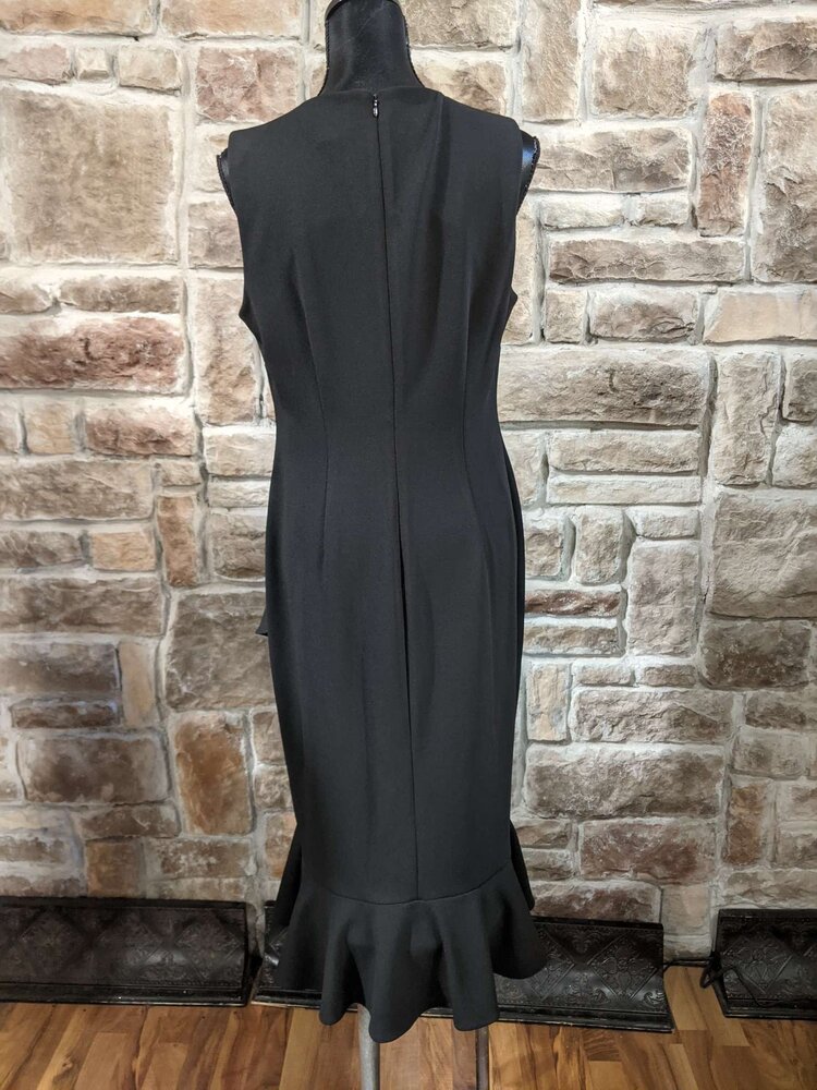 Calvin Klein Black Sheath Ruffle Dress, Size 12