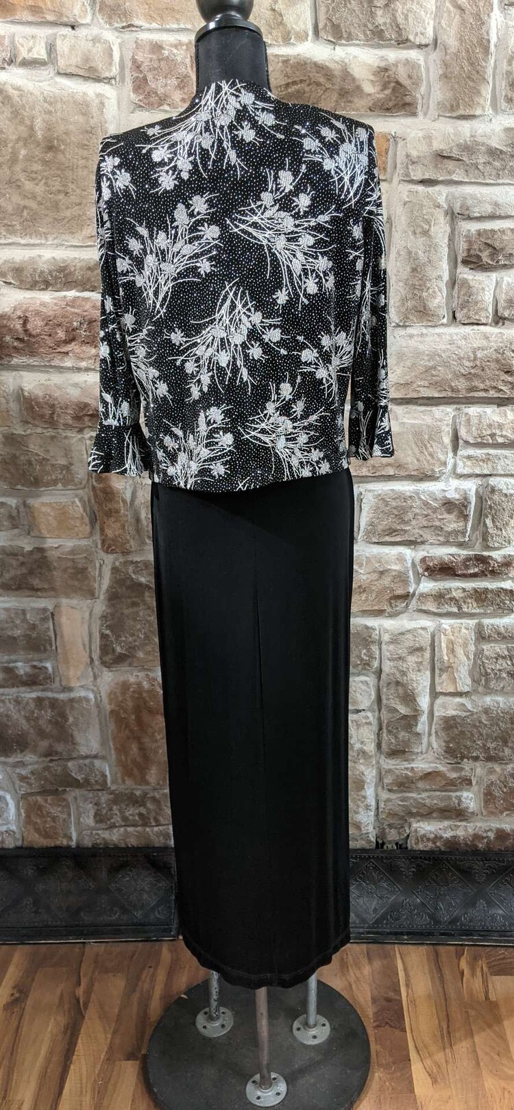 Jessica Howard Black Sheath Dress with Flower Jacket, Size 8