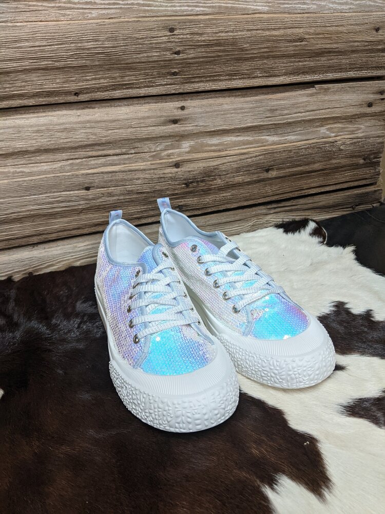 White Sequined Sneakers