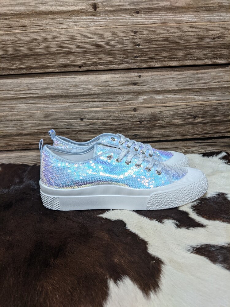White Sequined Sneakers